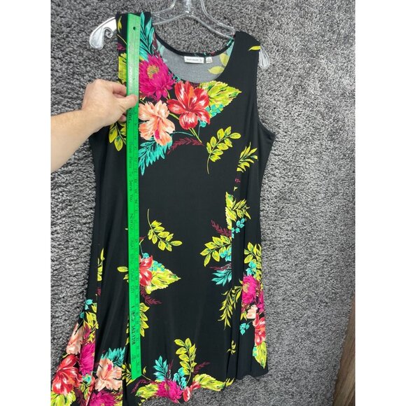 Susan Graves Sundress Women's Medium Black Floral Polyester Stretch Sleeveless - Picture 9 of 14